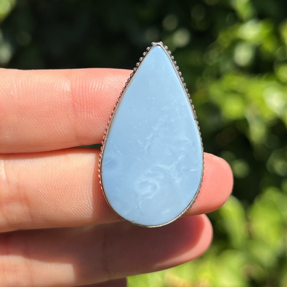 Size 8.25 925 Silver Plated Owhyee Opal Teardrop Statment Ring